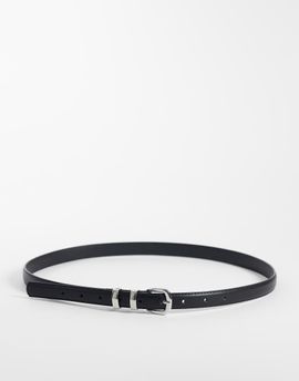 JJXX JJXX skinny leather belt with silver buckle in black