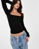 JJXX JJXX square neck long sleeve knit top in black - 1