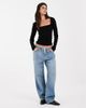JJXX JJXX square neck long sleeve knit top in black - 2