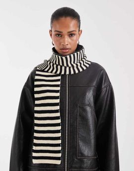 JJXX JJXX striped skinny scarf in black and white