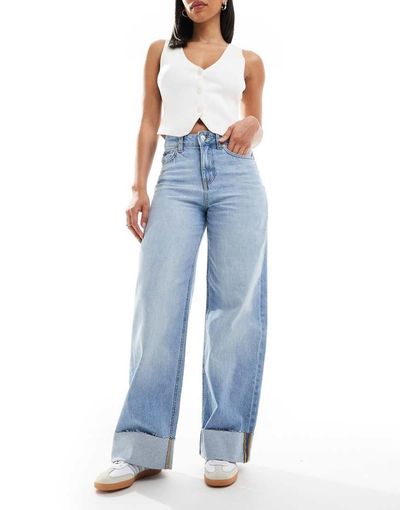 JJXX JJXX Tokyo wide leg jeans with cuffs in light blue