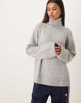 JJXX JJXX turtle neck sweater with cuffs in heather gray