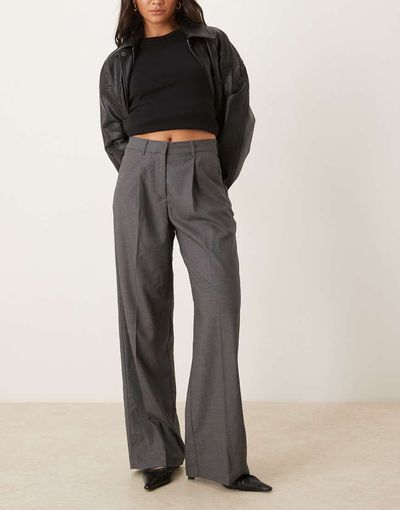 JJXX JJXX wide leg tailored pants in dark gray