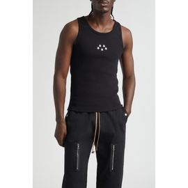 JKEEFER JKEEFER Embroidered Stars Organic Cotton Rib Tank