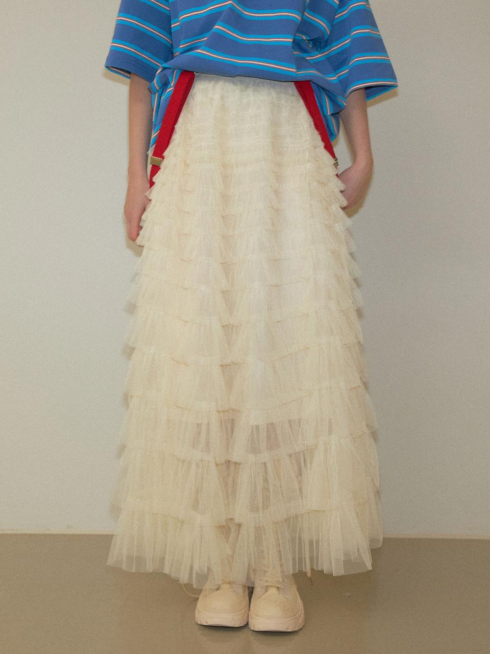 JKICHI Cancan Belted Full-Length Maxi Skirt