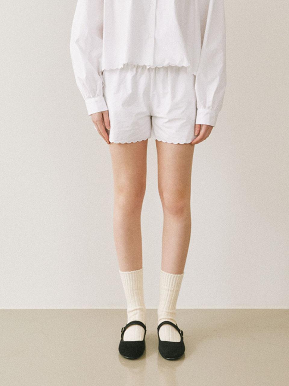 JKICHI Wavy Cotton Elastic Waist Shorts