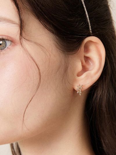 J.Lauren 10K Gold Leaf Cubic Earrings (G0288)