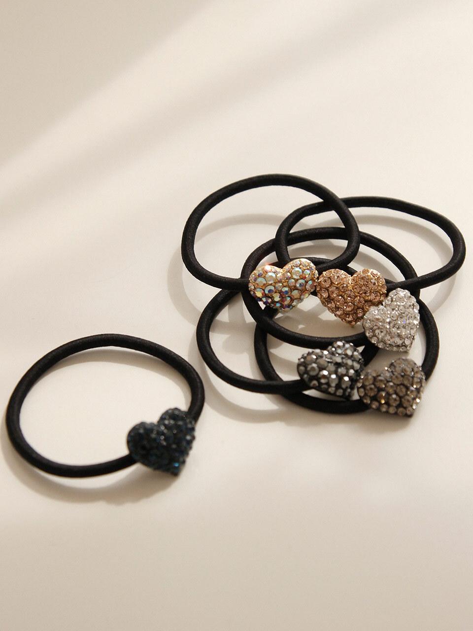 J.Lauren Cubic Heart Pendant Point Hair Tie H01155