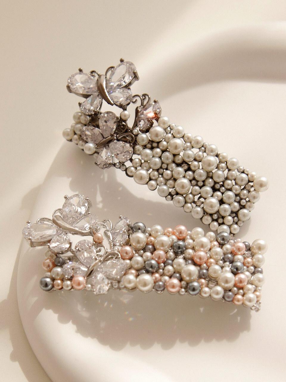 J.Lauren Cubic Luxury Pearl Auto Hair Pin H01150