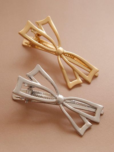 J.Lauren Double Ribbon Metal Hair Clip H01187