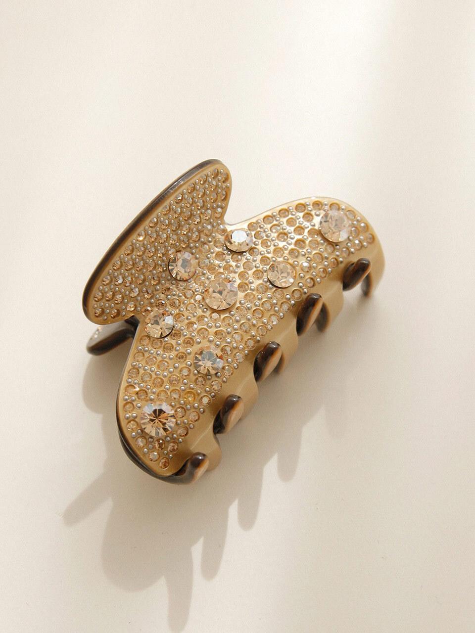J.Lauren French Cubic Half-Moon Gold Hair Clip (Bh0906)
