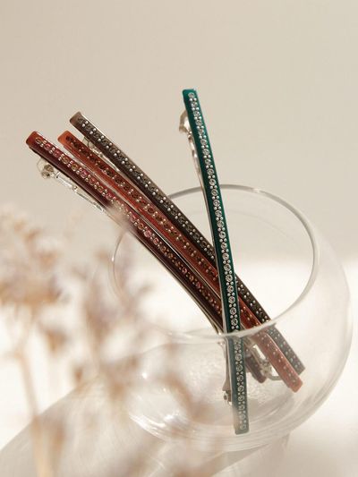 J.Lauren French Straight Cubic Slim Auto Hair Pin H01124