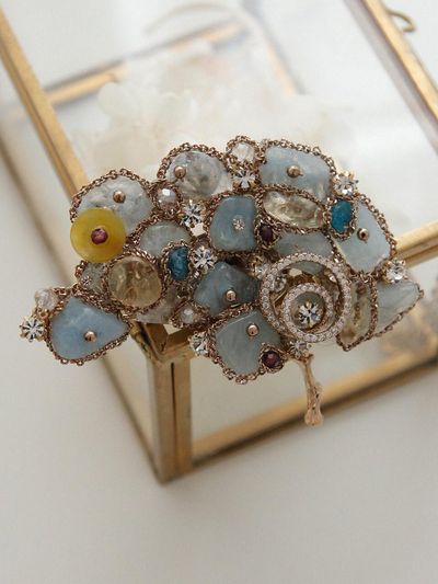 J.Lauren Larimar Garnet Brooch Bb0419