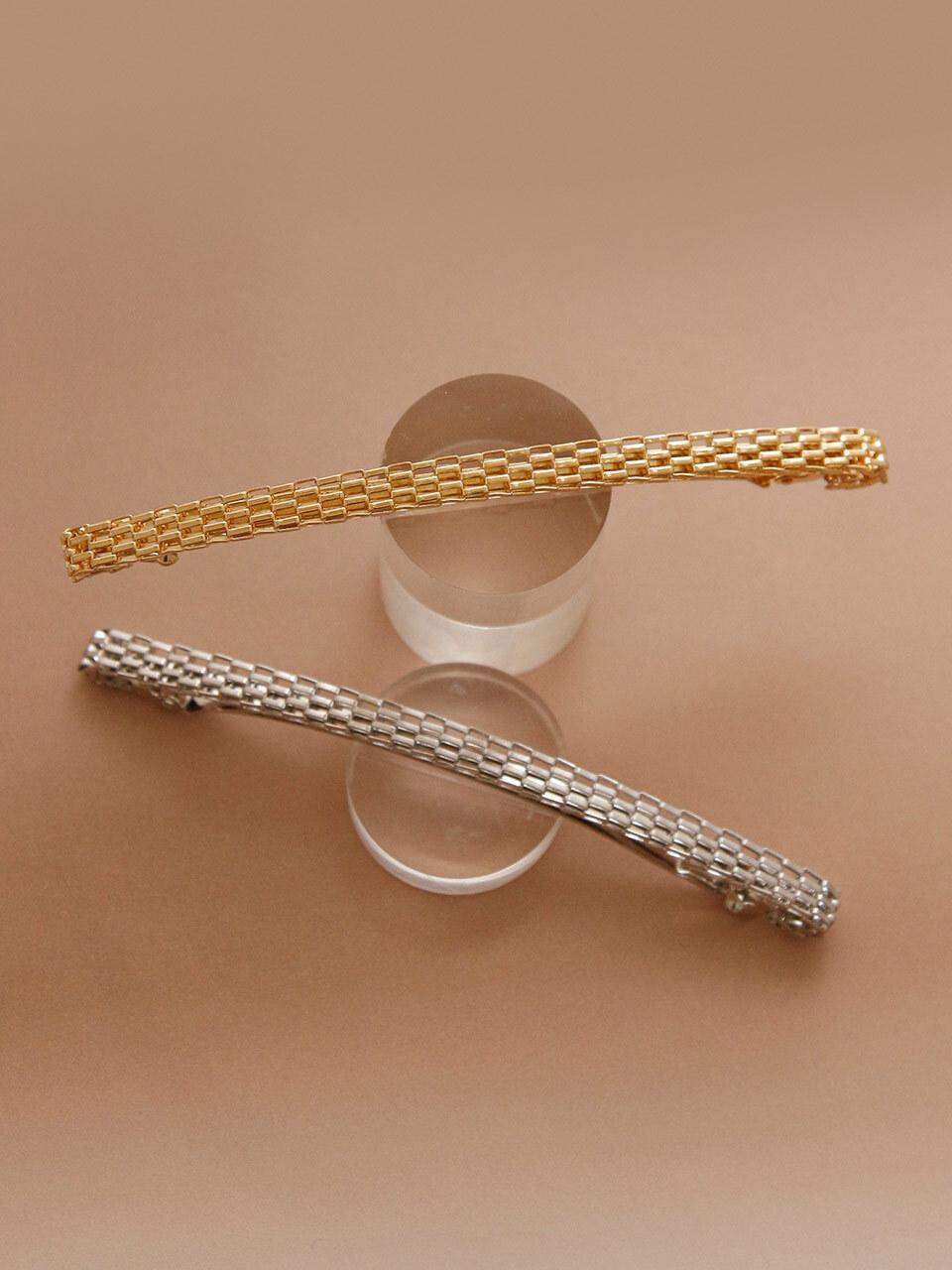 J.Lauren Metal Checkerboard Hollow Auto Hair Pin H01197
