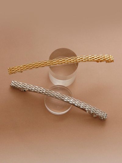 J.Lauren Metal Checkerboard Hollow Auto Hair Pin H01197