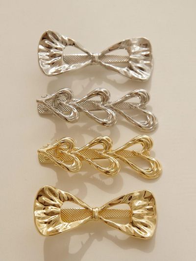 J.Lauren Metal Heart Ribbon Accent Hair Claw Pins