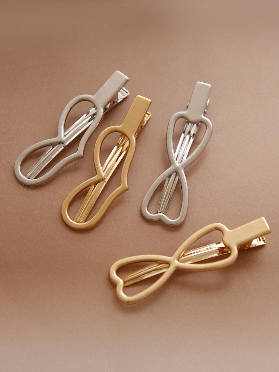 J.Lauren Metal Heart Ribbon Hair Clip H01198