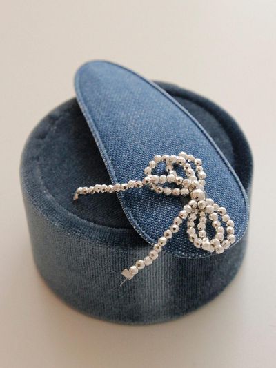 J.Lauren Mini Ribbon Denim Hair Pin H01208