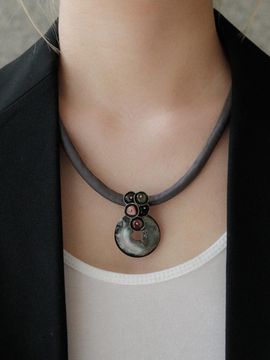 J.Lauren Mother Of Pearl Gemstone Silk Necklace