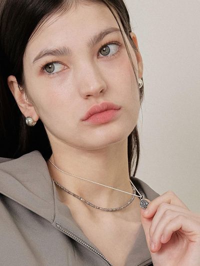 J.Lauren Natural Stone Sterling Silver Layered Necklace (N01147)