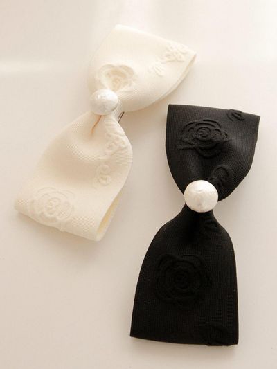 J.Lauren Pearl Camellia Ribbon Handcrafted Hair Pin (H01319)