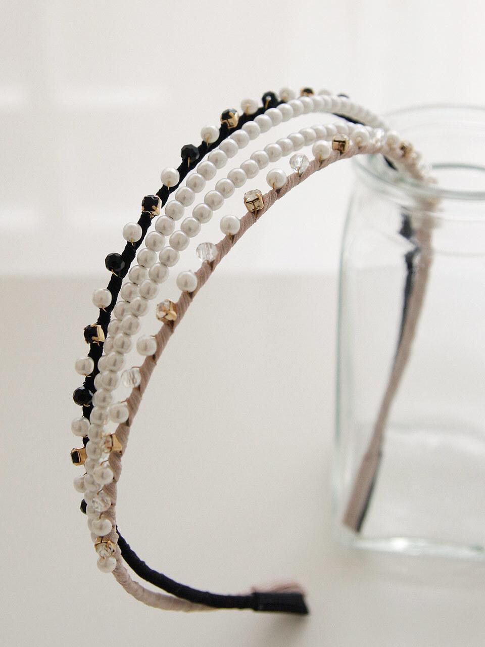 J.Lauren Pearl Cubic Double-Line Slim Hair band H01181