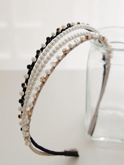J.Lauren Pearl Cubic Double-Line Slim Hair band H01181