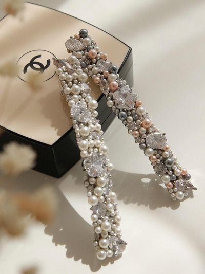 J.Lauren Pearl Cubic Flower Luxury Auto Hair Pin H01156