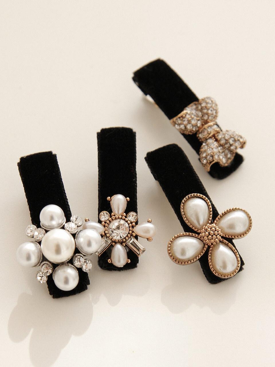 J.Lauren Pearl Velvet Casting Point Hair Pin (H01315)