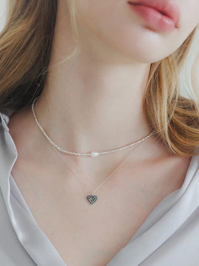 J.Lauren Serial Pearl Silver Necklace
