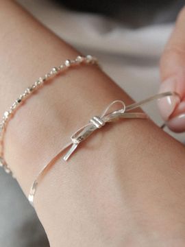 J.Lauren Silky Ribbon Embossed Texture Chain Bracelet (B01017) [Silver]