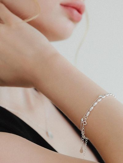 J.Lauren Silver Ball Chain Simple Layered Bracelet B0996