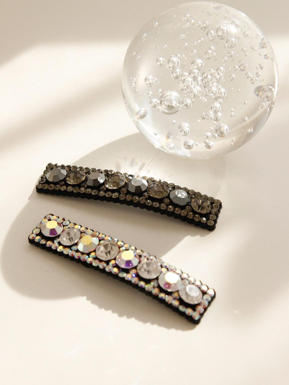 J.Lauren Slim Cubic Rectangular Bling Hair Clip H01138