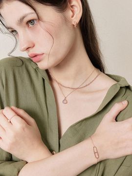 J.Lauren Sterling Silver Rose Gold Clip Pendant Bracelet (B01032)