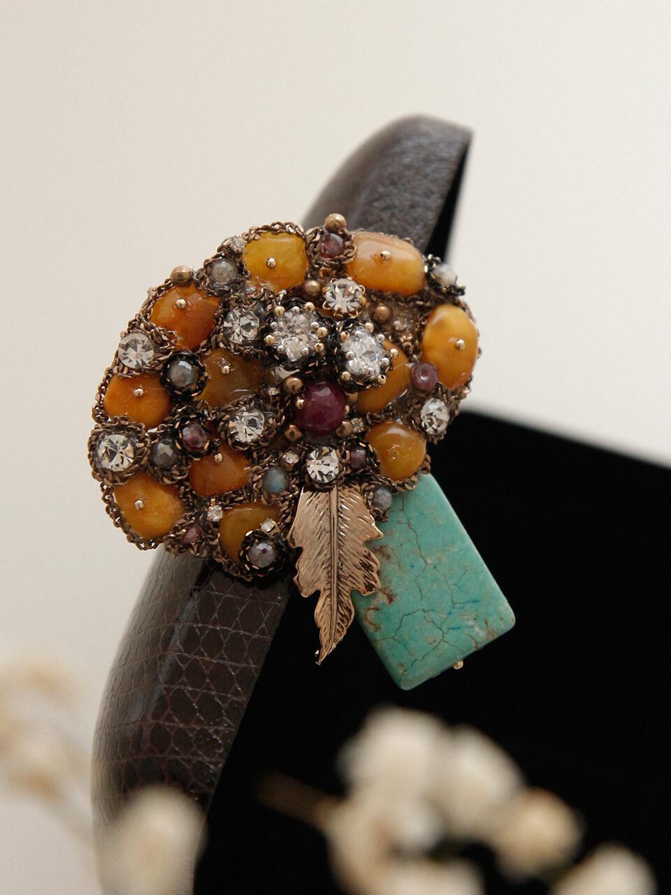 J.Lauren Turquoise Cubic Tree Brooch Bb0421