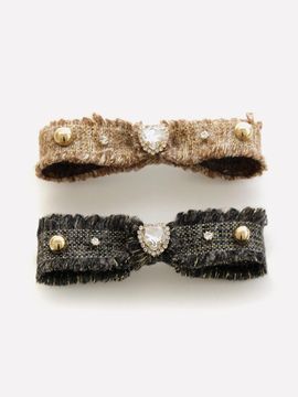 J.Lauren Tweed Cubic Ribbon Auto Hair Pin (H01337)