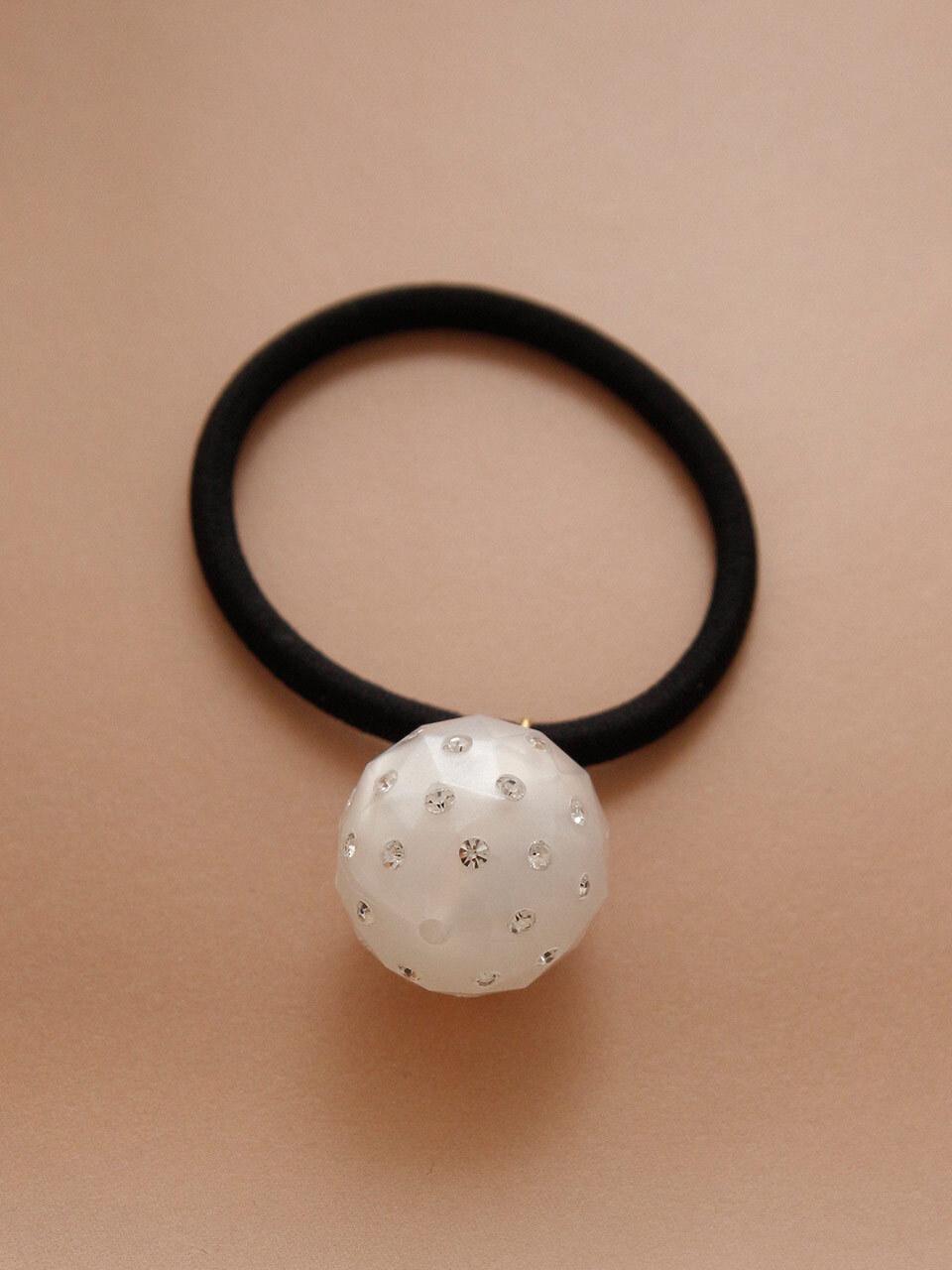 J.Lauren White Cubic Ball Pendant Hair ChouChou H01183