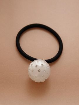 J.Lauren White Cubic Ball Pendant Hair ChouChou H01183