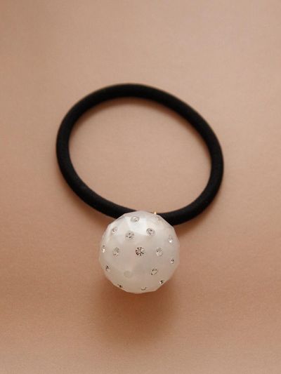 J.Lauren White Cubic Ball Pendant Hair ChouChou H01183