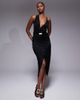 JLUXLABEL JLUXLABEL Anniversary belted wrap midaxi dress in black - 1