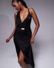 JLUXLABEL JLUXLABEL Anniversary belted wrap midaxi dress in black - 2