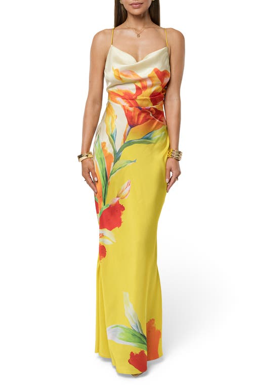 JLUXLABEL JLUXLABEL Floral Satin Maxi Slipdress