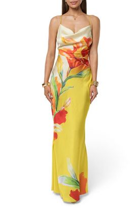 JLUXLABEL JLUXLABEL Floral Satin Maxi Slipdress