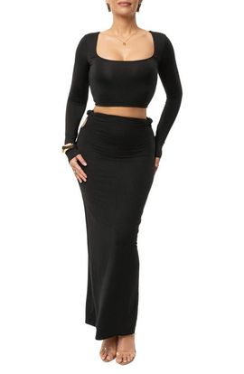 JLUXLABEL JLUXLABEL Geneva Long Sleeve Crop Top & Skirt