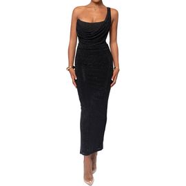 JLUXLABEL JLUXLABEL Krishna One-Shoulder Sparkle Mesh Cocktail Dress