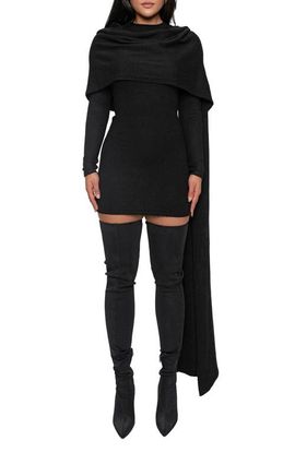 JLUXLABEL JLUXLABEL Long Sleeve Scarf Body-Con Minidress