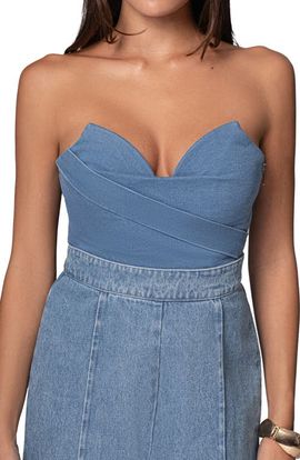 JLUXLABEL JLUXLABEL Teyana Strapless Denim Bustier Top