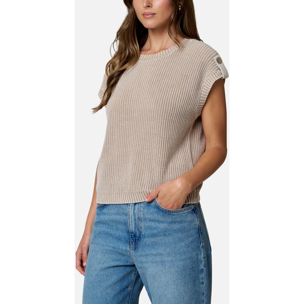 J.O.A. J.O.A. Acid Wash Button Embellished Rib Sweater