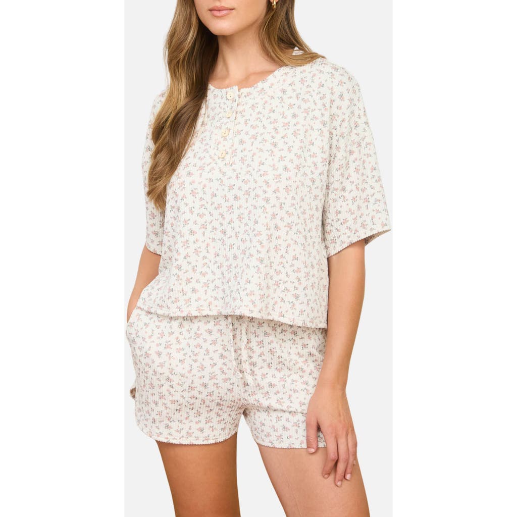 J.O.A. J.O.A. Ditsy Floral Henley Top & Shorts Set