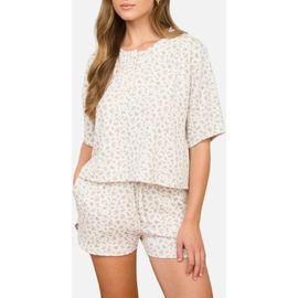 J.O.A. J.O.A. Ditsy Floral Henley Top & Shorts Set